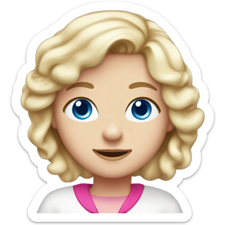 Tannish but white girl with blue eyes blonde longish hair in a pink Santa suit￼ sticker