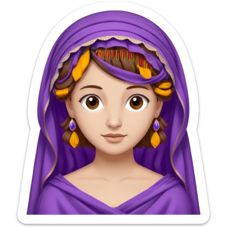 Odysseus' wife Penelope Greek myth brown hair purple cloth half updo veil sticker