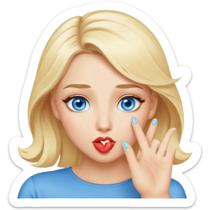 blonde woman with blue eyes and blonde hair blowing kisses sticker