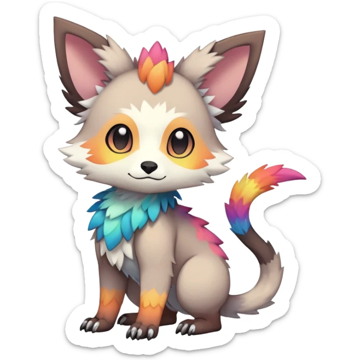  Colorful Kawaii Trico FurSona Fakemon Full Body sticker