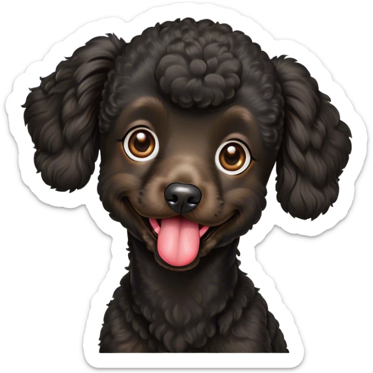 A black poodle with toungue hanging out of mouth sticker
