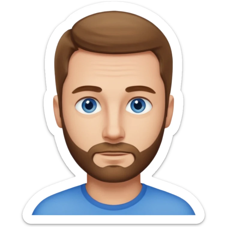 homme yeux bleus presque chauve mais encore avec des cheveux clairsemées et une barbe courte sticker