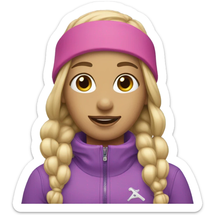 Blonde hair girl ski outfit with headband sticker