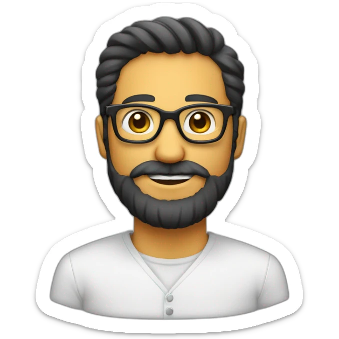 Hombre calvo con barba canosa y gafas pasta grandes i negras sticker