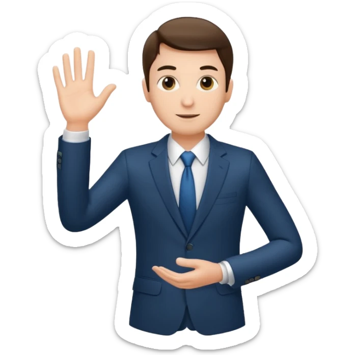 The businessman extends his hand to the side, as if he is about to take something. sticker