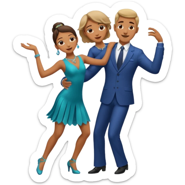 2 danseurs, une femme et un homme- la femme danse devant le mec, le mec est bcp plus grand qu'elle avec un gros nez- les bras de la femme sont autour du coup de l'homme  sticker