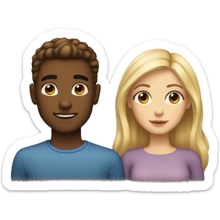 blonde girl with brown eyes and a guy with brown hair and brown eyes sticker