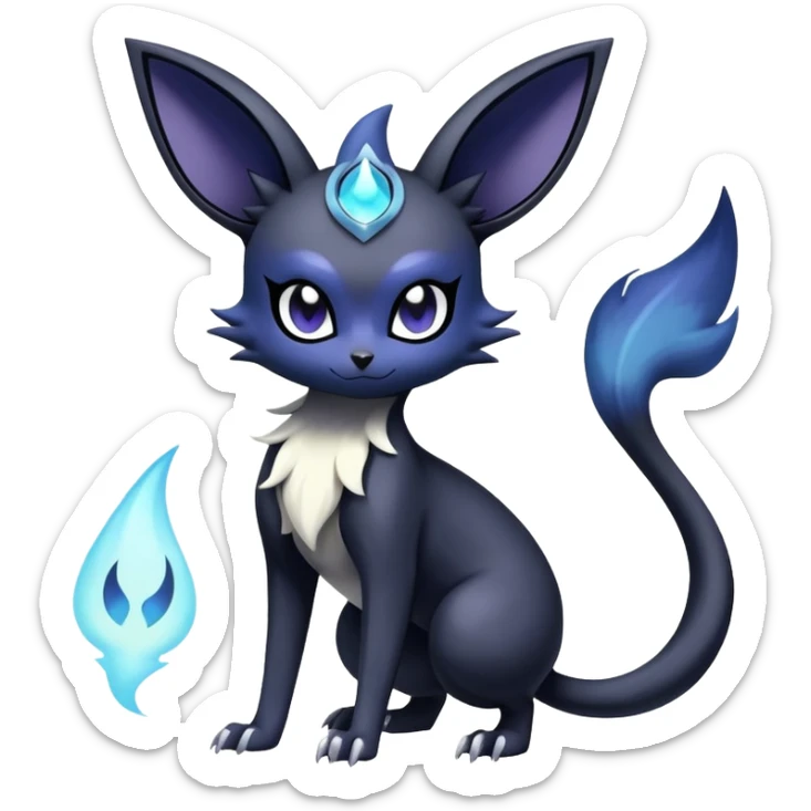Nebulae Edgy Gothic Noibat-Meowstic-Umbreon-Fakémon-hybrid-creature (full body)  sticker