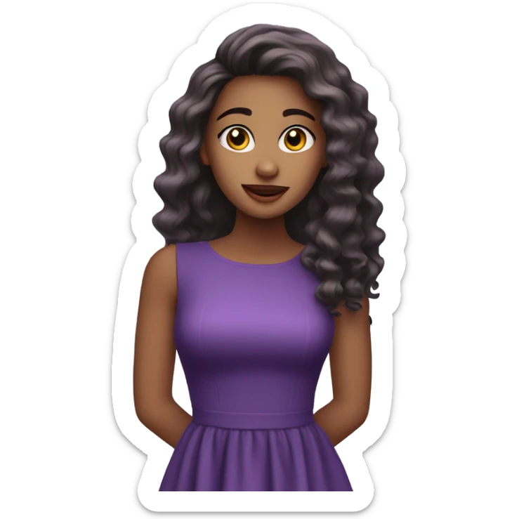 a singer girl, 17 y.o, purple midi dress, beautiful hair sticker