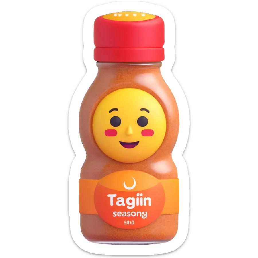 a bottle of Tajín seasoning, soft and rounded 3D emoji style sticker