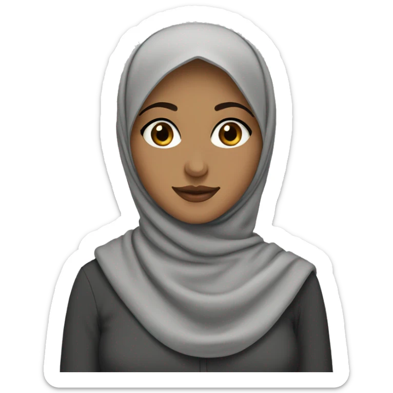 hijabi girl with brown eye and grey hijab sticker