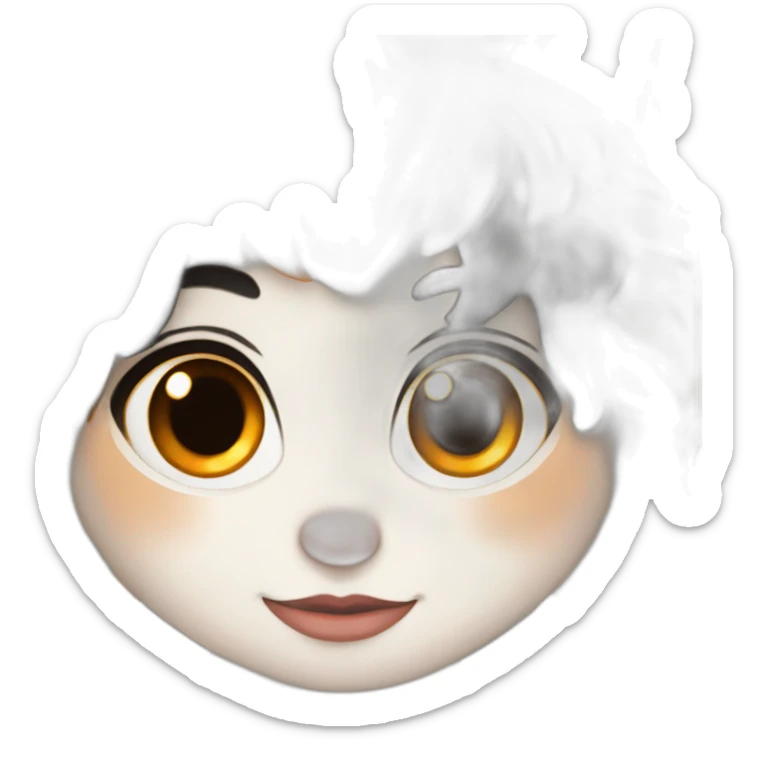 A white skin female with black hair, with a black, an orange and a beige cats below sticker