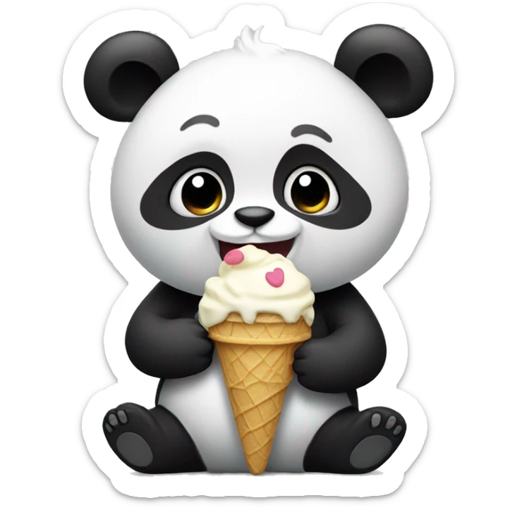 Panda eating ice cream sticker