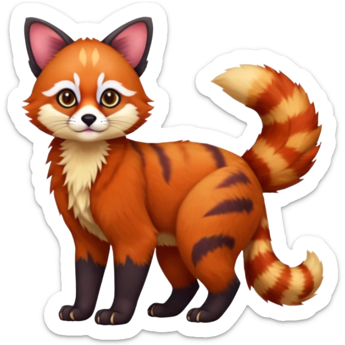 Red-Panda-Serval-Caracal-Lykoi-Sphynx-fusion-hybrid-animal-creature, full body sticker