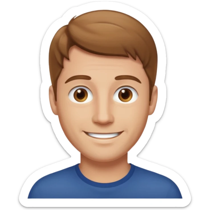 homme cheveux court marron clair sans barbe sourrir sticker