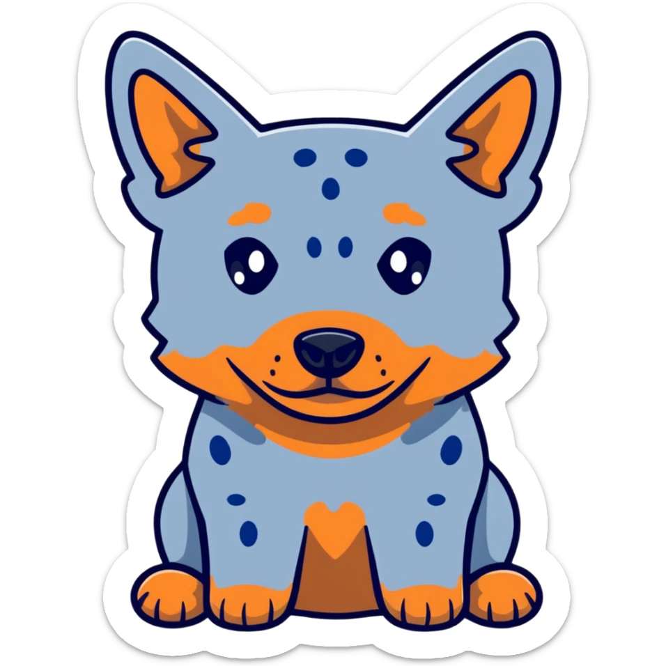 cute blue heeler cattle dog head with characteristic blue-gray speckled coat and alert expression sticker