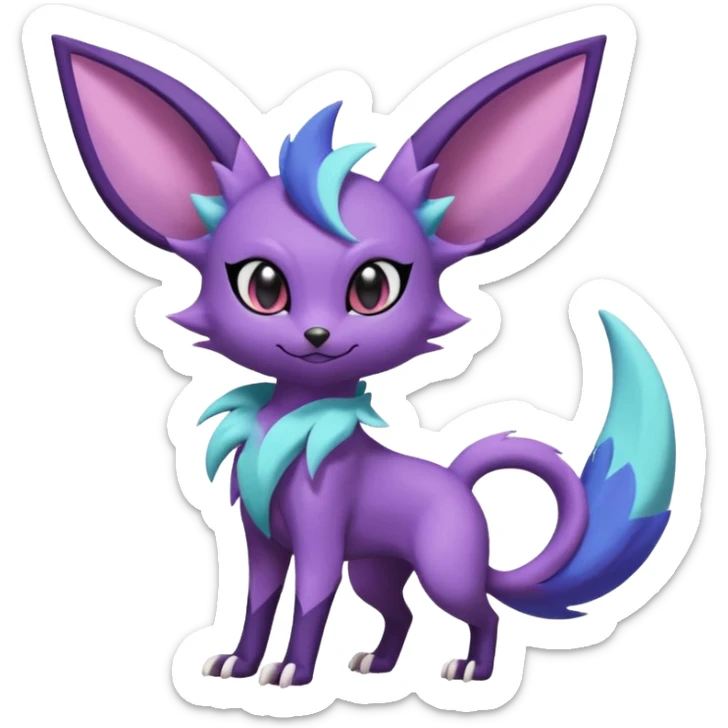 Shiny Cute Espeon-Noibat-Noivern-Mightyena-Silvally-Fakémon-hybrid-creature (full body)  sticker