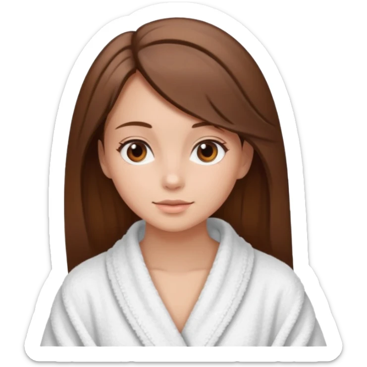 girls side profile in robe with brown hair and her hair in a towel with skin care on  sticker