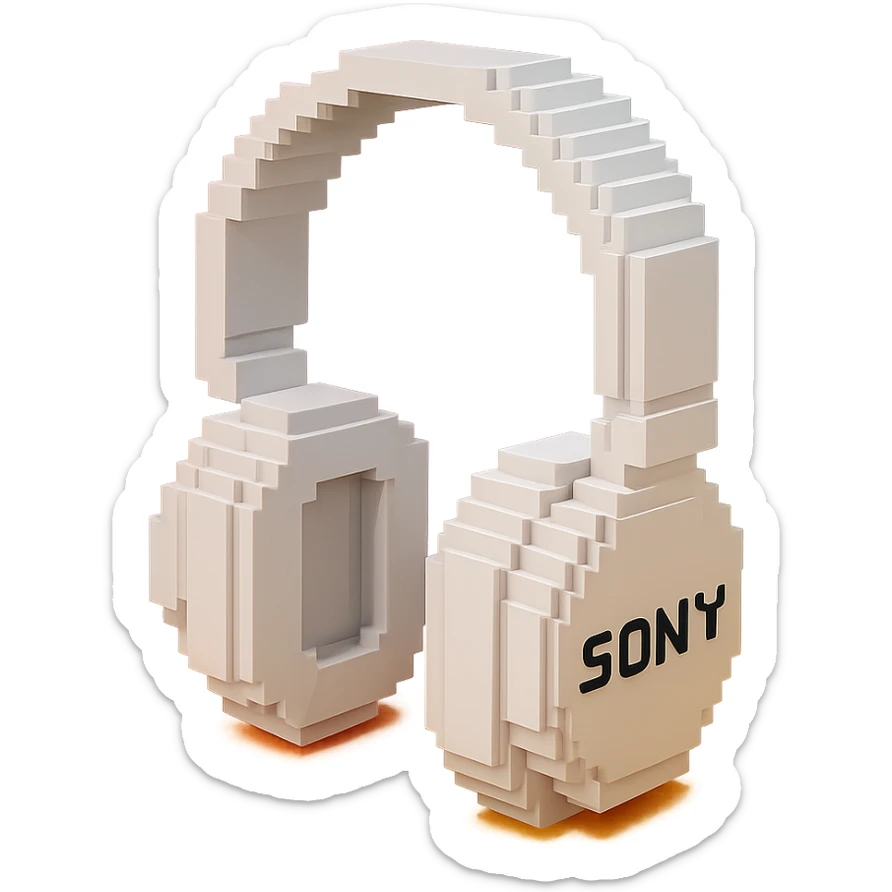 full-size white Sony headphones sticker