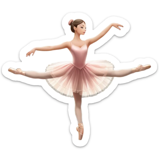 Icon for Ballet: silhouette of a ballerina in an elegant pose on a theater stage, surrounded by spotlight and stage lights. The icon should convey the grace and beauty of ballet, with focus on the dancer and the dramatic lighting. Transparent background. sticker