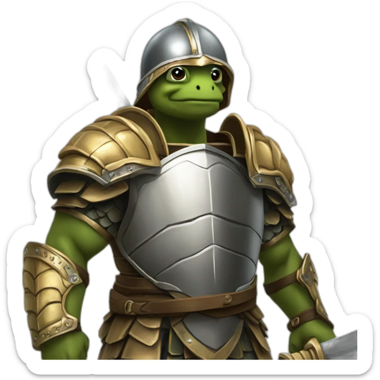 Franklin la tortue portant un casque romain et une armure romaine tenant un glaive sticker