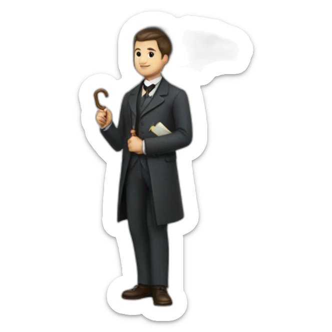teacher from the 19th century Russian empire with an umbrella and in a suit sticker