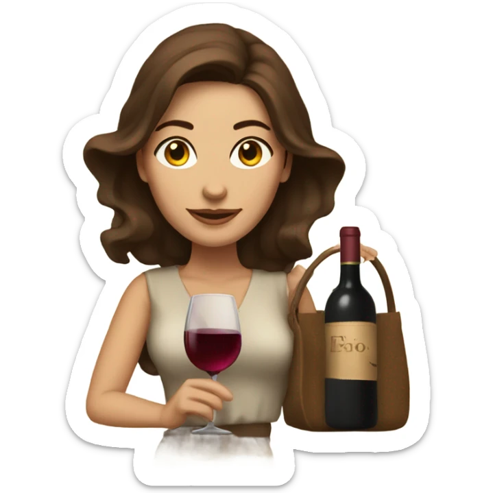 rich women with brown hair and birk in bag drinking wine  sticker