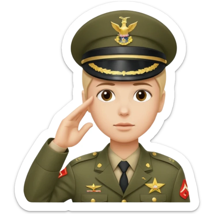 Soldat in uniform der salotiert und den Buchstaben S.A.S auf der Mütze und Uniform sticker