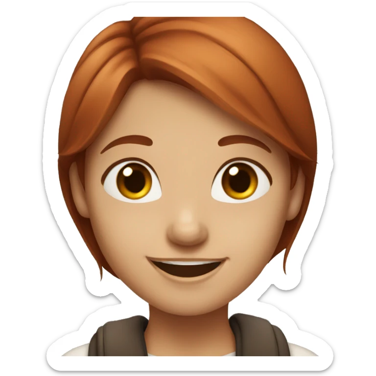 Red brown hair girl smiling  sticker