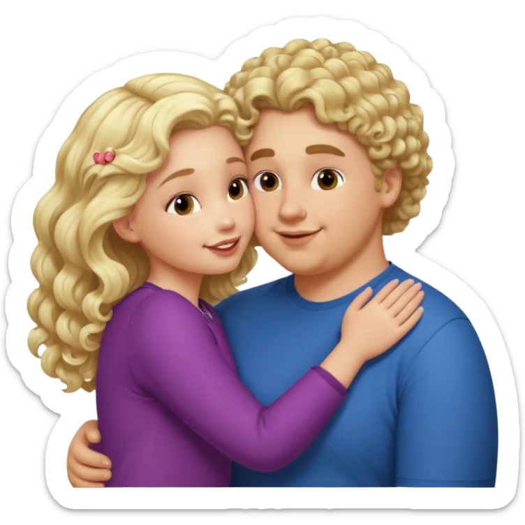 small white blonde girl kissing obese curly hair blonde white man sticker