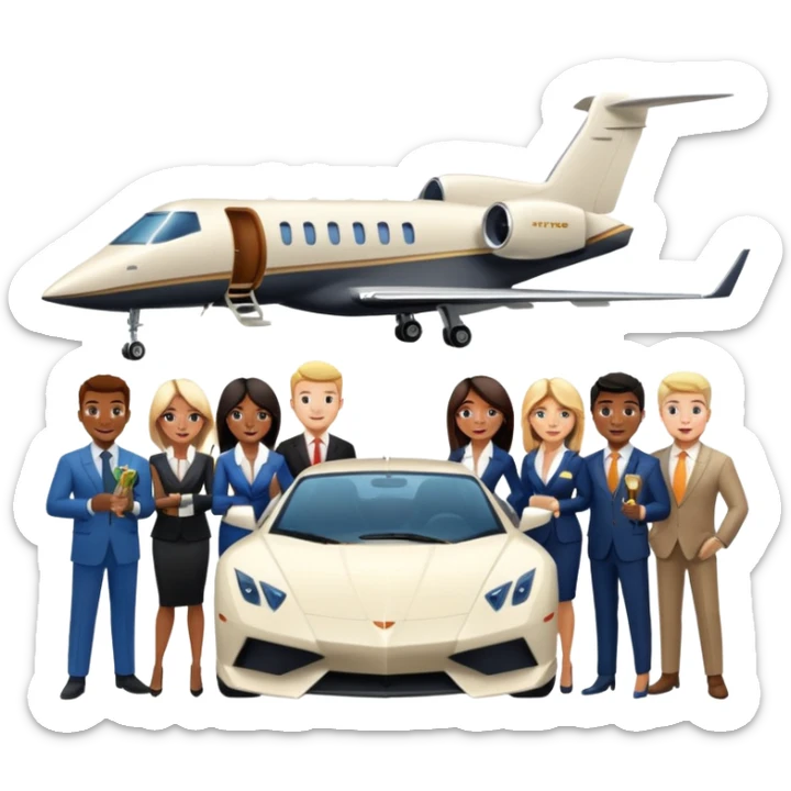 Grant Cardone, Tai Lopez, Josh King Madrid, Alex Hormozi, Iman Gadzhi, Daniel G, Branden Condy, Patrick Bet-David, Dan Henry, Luke Belmar, Shelby Sapp, Leila Hormozi, Tefi Valenzuela, business, influencers, friends, rich millionaire success lifestyle, private jet , supercars, success, sales sticker