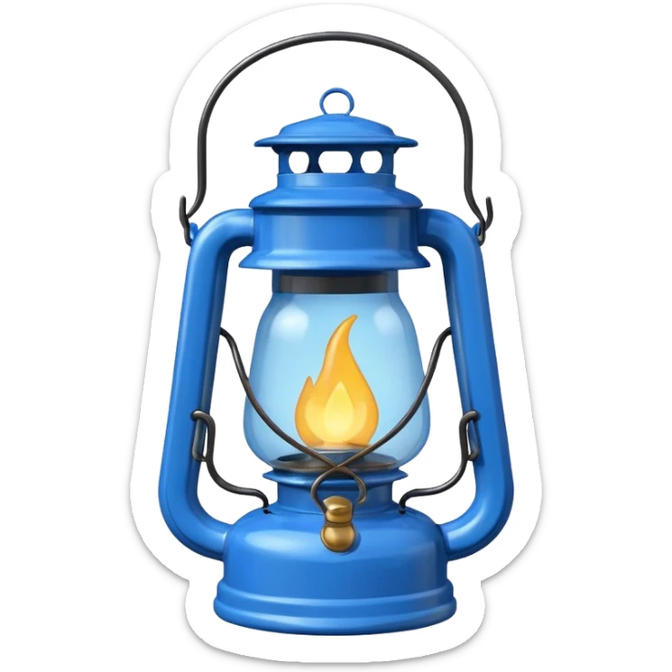 adorable cartoon blue oil lantern emoji, hurricane style with wire guard sticker