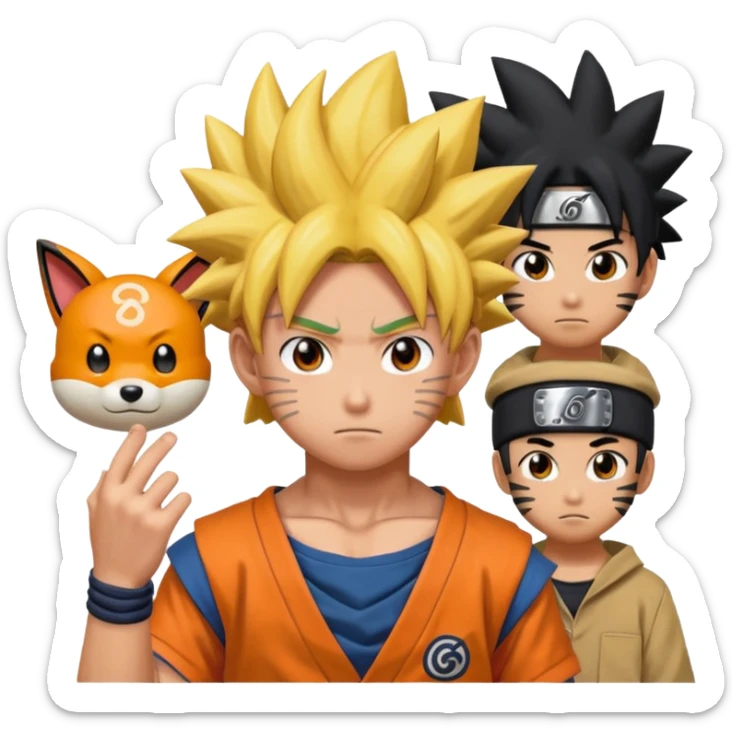 fais goku avec un melange de naruto et de 2 pkemon de ton choi aussi  sticker