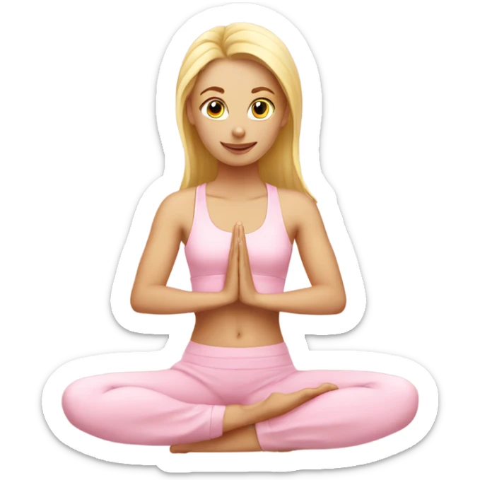 blonde yoga girl light pink clothes n sticker