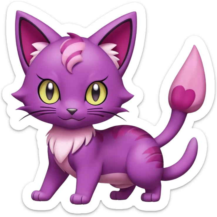 Liepard-Skitty-Purrloin-Delcatty-Pokémon-Fakémon-hybrid-creature (full body) sticker
