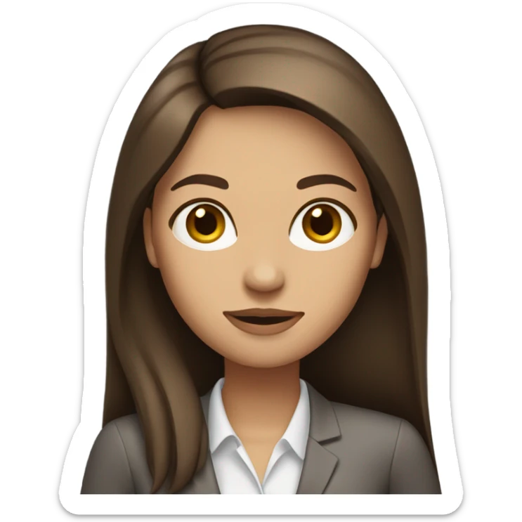 business woman long straight brown hair sticker