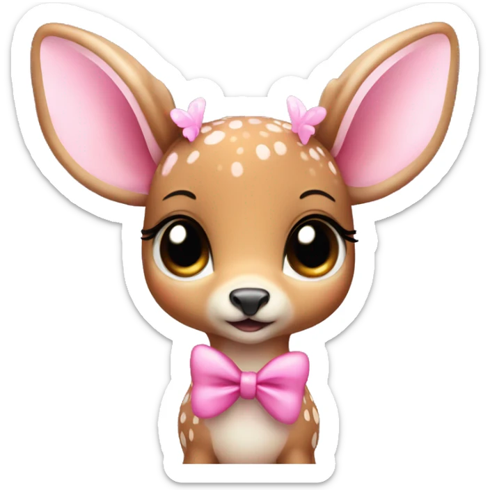 baby deer with fairy wings and a pink bow around its neck  sticker