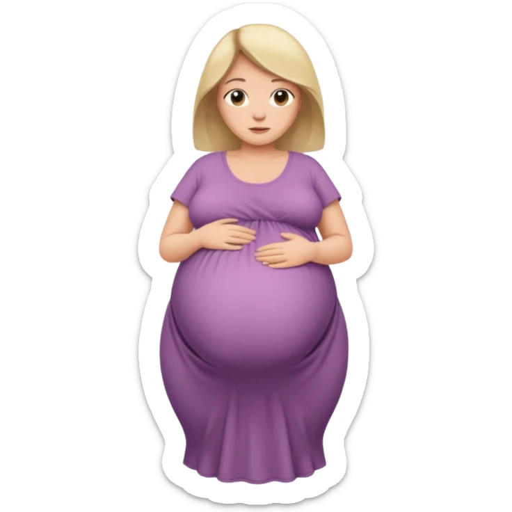 very heavily pregnant overdue woman with very large belly  sticker