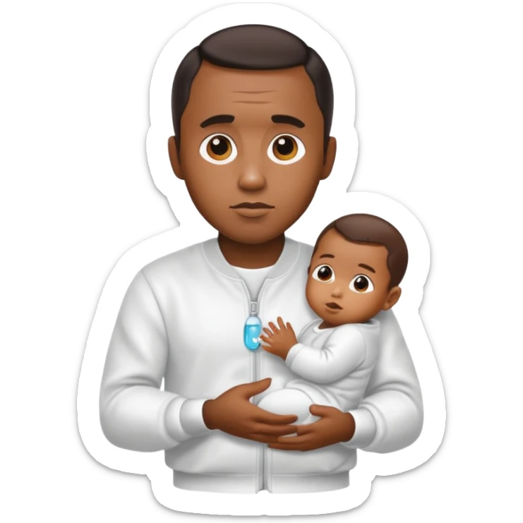 Make an emoji of Diddy with baby oil and white clothes sticker