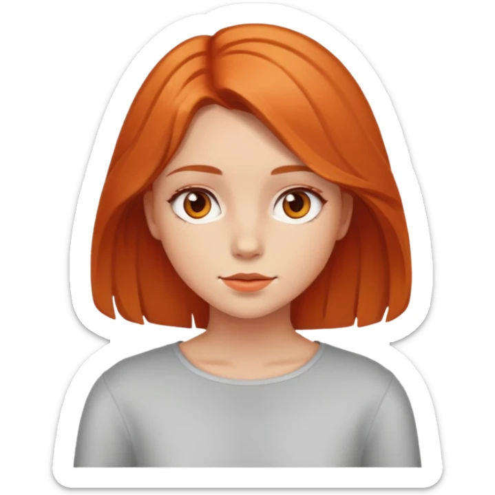 girl with shoulder straight orange/red/light brown hair  sticker