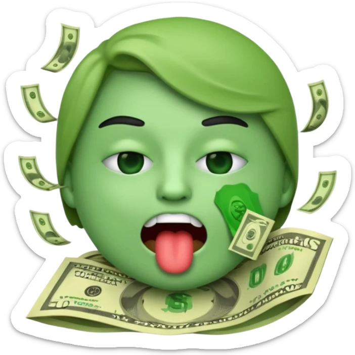 🤑 Money-Mouth Face Emoji, but vomiting instead of a tongue sticking out
 sticker