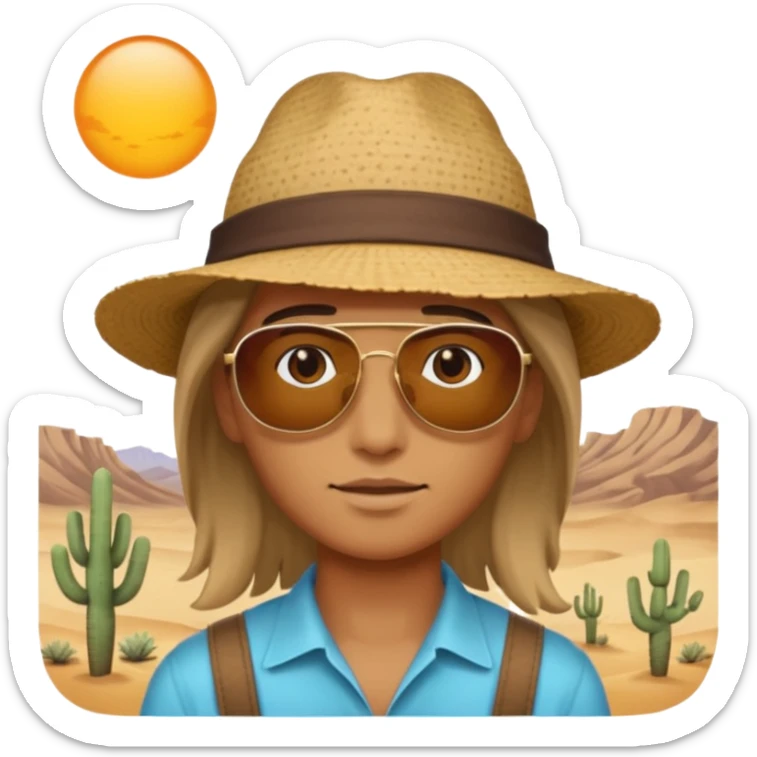 person living in desert just face, hair showing sticker