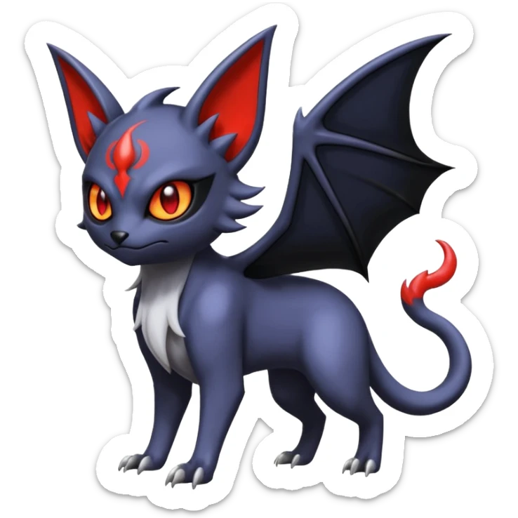 Noibat-Absol-Nargacuga-Litten-Torracat-fusion-Fakemon-Pokémon-creature  sticker