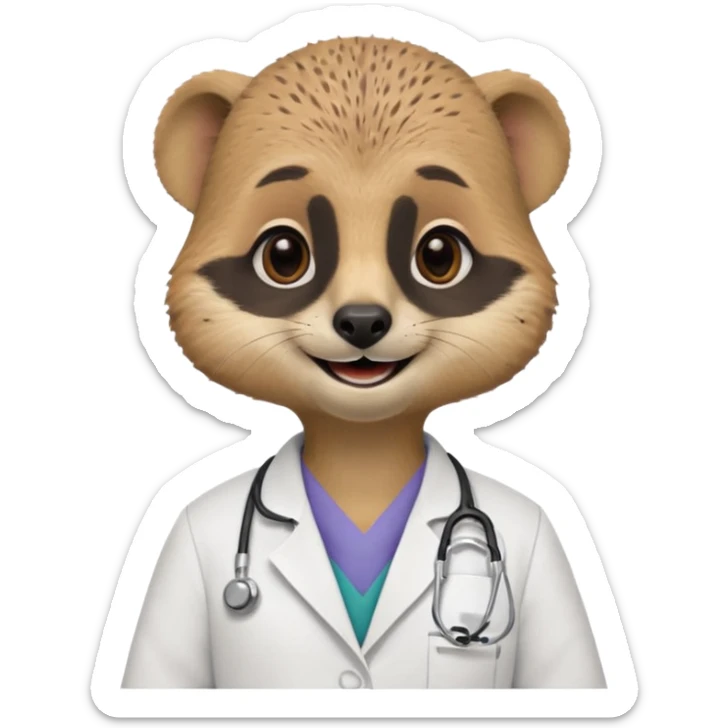un suricate médecin très très heureux (reproduire les memoji d'apple) sticker
