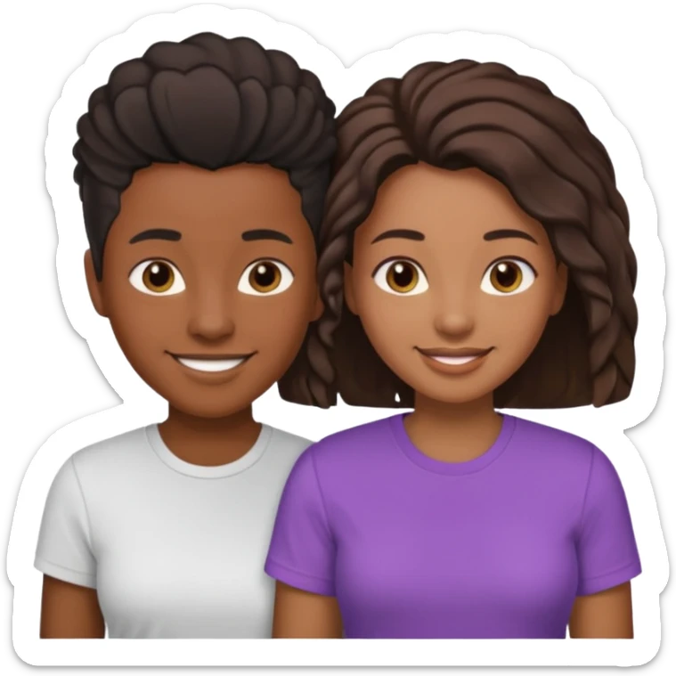 Black lesbian couple with one masculine with short haircut with a t shirt and one feminine with long hair in a blouse sticker