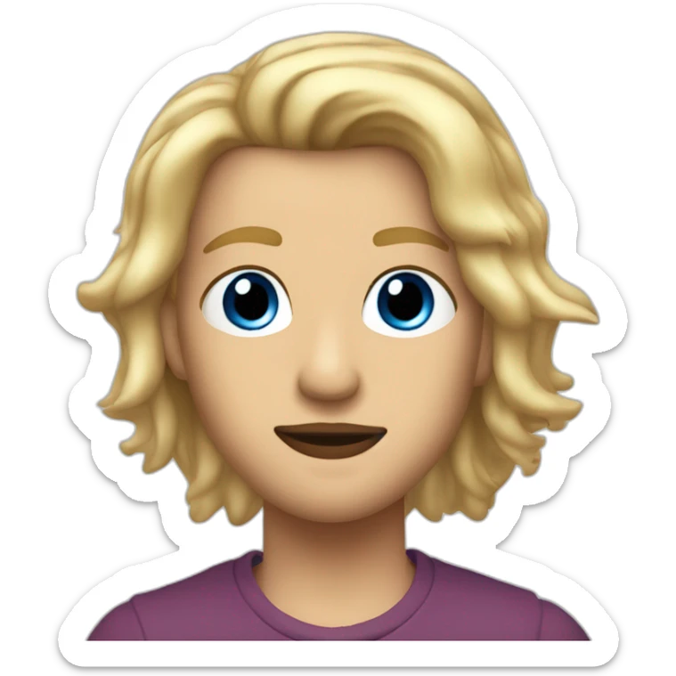 Blonde hair blue eyes red goatee on lip and chin spiked hair on top sticker