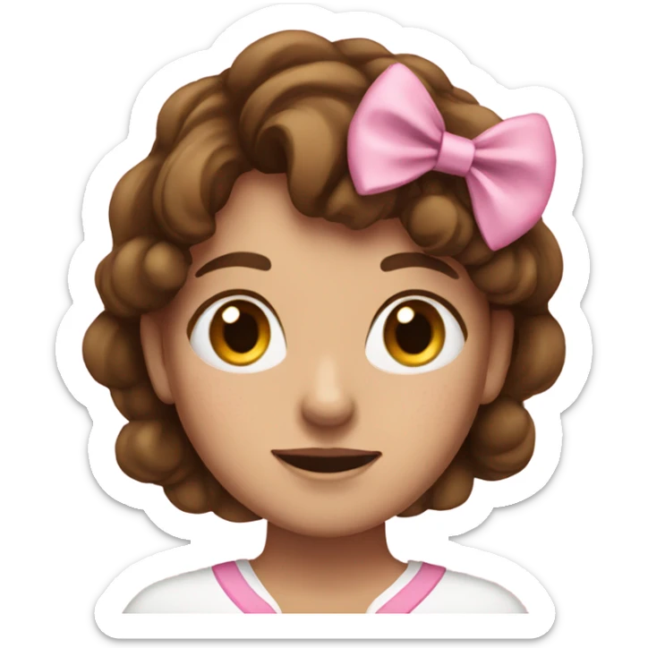 Women with brown hair and freckles wearing pink bow sticker