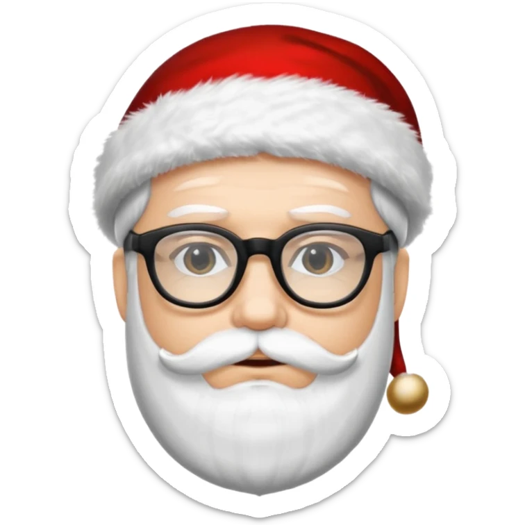 Sexy hipster Santa man with black hair white with black glasses  sticker