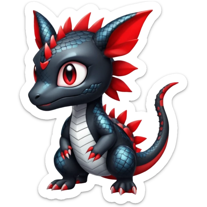 Cute Shiny Chibi Baby Innocent Ethereal Guilmon-Salandit-Umbreon-Fakémon-hybrid-creature (full body)  sticker