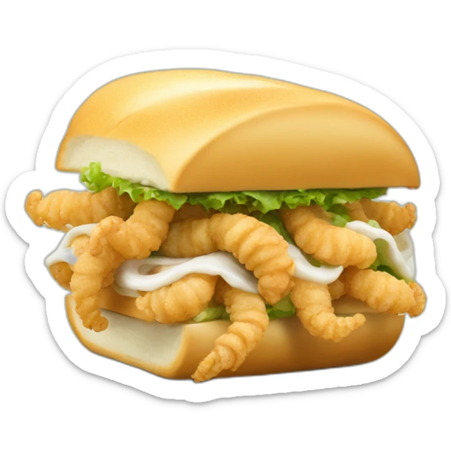 Calamari Sandwich Emoji A sandwich filled with fried calamari, a classic of Spanish street food sticker